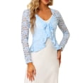thumbnail image 1 of INSPIRE CHIC Women's Floral Lace Cardigans Tie Front Ruffled Hem Sheer Crop Bolero Shrug XL Light Blue, 1 of 6
