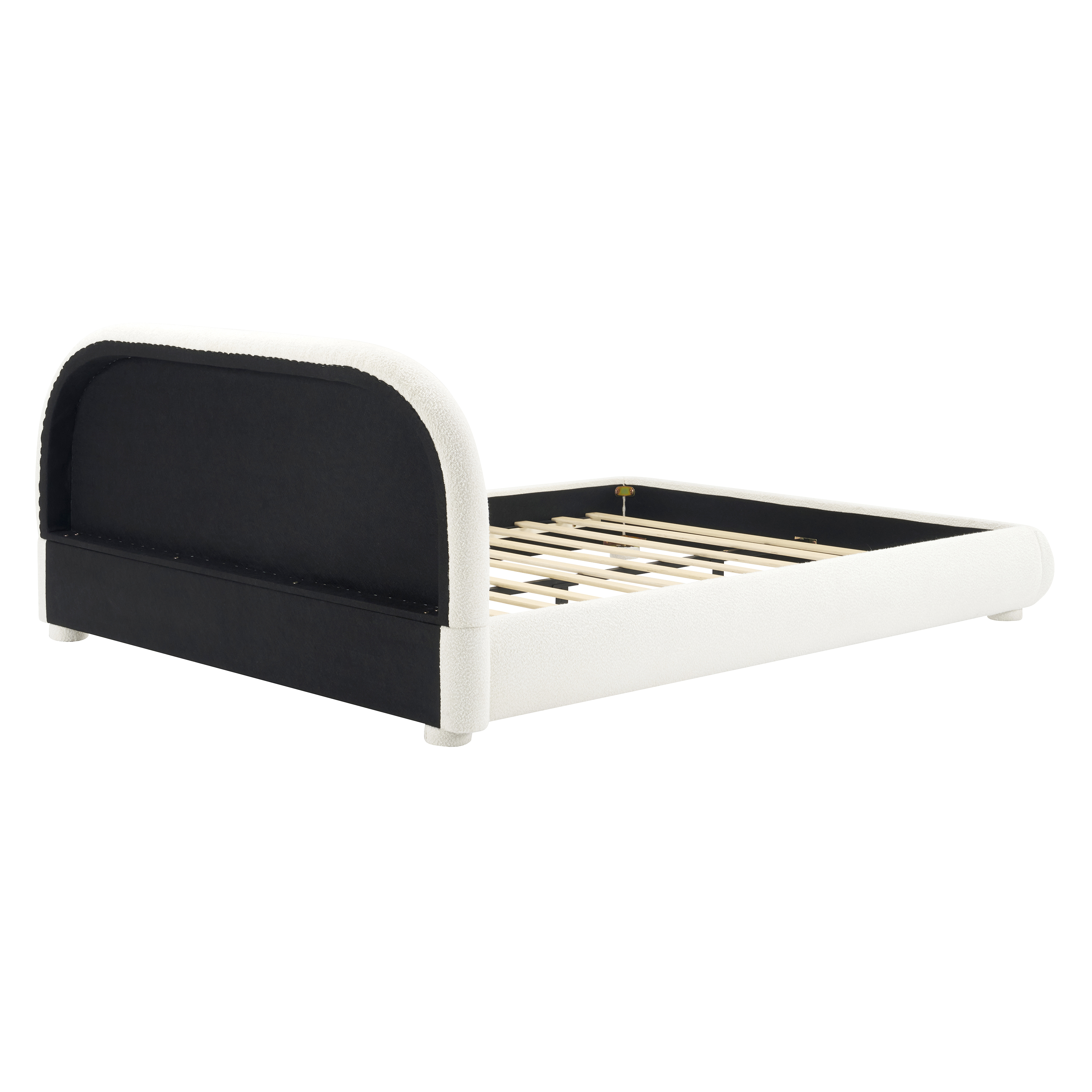 Noble House Lit rembourré Style Queen Cream, tête de lit en tissu texturé courbé avec cadre solide, blanc crémeux