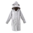 thumbnail image 1 of 3-8 Years Boys Girls Fleece Robe Hooded Soft Warm Bathrobe Sleepwear For Kids Gray C, 1 of 4