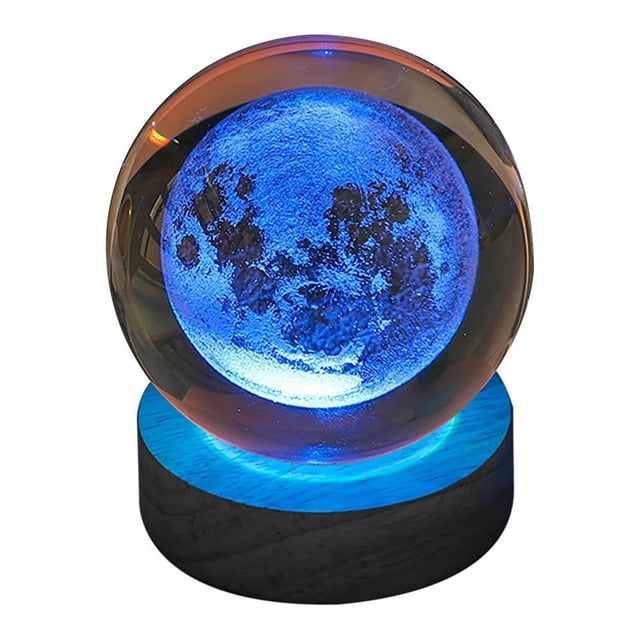 MesaSe 3d Glowing Crystal Ball Night Light Ornament Creative Coloful Night Scene Lamp With Base For Home Decor Gift