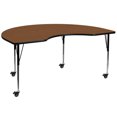 thumbnail image 1 of Mobile 48''W x 72''L Kidney Oak HP Laminate Activity Table - Standard Height Adjustable Legs, 1 of 3