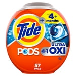 Tide PODS Laverie savon Détergent avec Ultra Oxi 4-in-1 Détergent, 57 Comte, Pré-traitement intégré, Staines d'assemblage, Protège-couleur, HE Comparable