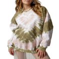 thumbnail image 1 of Women‘s Spring Long Sleeve Heart Tie Dye Print Crewneck Pullover, 1 of 5