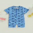thumbnail image 2 of Summer Newborn Baby Boy One-Piece Swimsuit Cute Shark Print Short Sleeve Zip Up Rashguard Beach Bathing Suit, 2 of 7