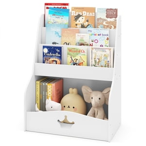 Gymax Aide-mémoire pour enfants 4-Tier Bibliothèque en bois Toy Storage Organizer Montessori Bookshelf