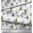 thumbnail image 2 of Soimoi Green Georgette Viscose Fabric Tree & World Map Print Fabric by the Yard 42 Inch Wide, 2 of 3
