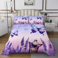 thumbnail image 1 of Blue Butterfly Quilt Set Light Purple Lavender Bedspread Set Queen,Rustic Aesthetic Animal Coverlet Set Flying Butterflies Quilted Chic Nature Art Room Decor, 1 of 3