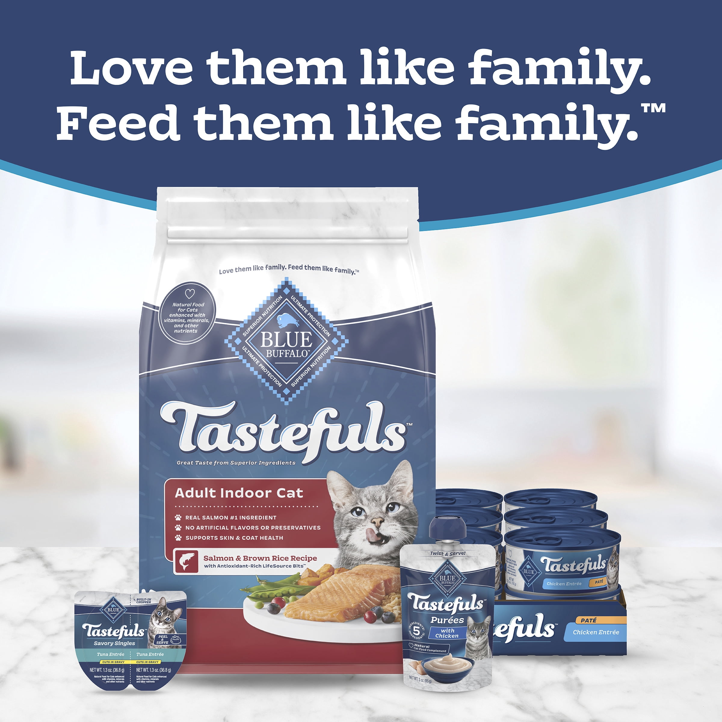 Blue Buffalo Tastefuls Nourriture Sèche, Chat d'Intérieur Adulte, Saumon et Riz Brun 0.9kg