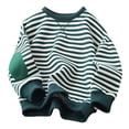 thumbnail image 2 of RXIRUCGD Mode Fille et Garçon Enfants Décontracté Manches Longues Ajouter Épais Hauts Col Rond Manches Longues Rayé Chandail à Capuchon (Vert, Taille : 4 Ans), 2 of 7
