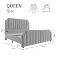 thumbnail image 3 of PIONEERWORKS Queen Size Bed Frame with 50.2“ Headboard Platform, Velvet Upholstered Bed Frame with Vertical Channel Tufted Headboard & Footboard, Grey, 3 of 10