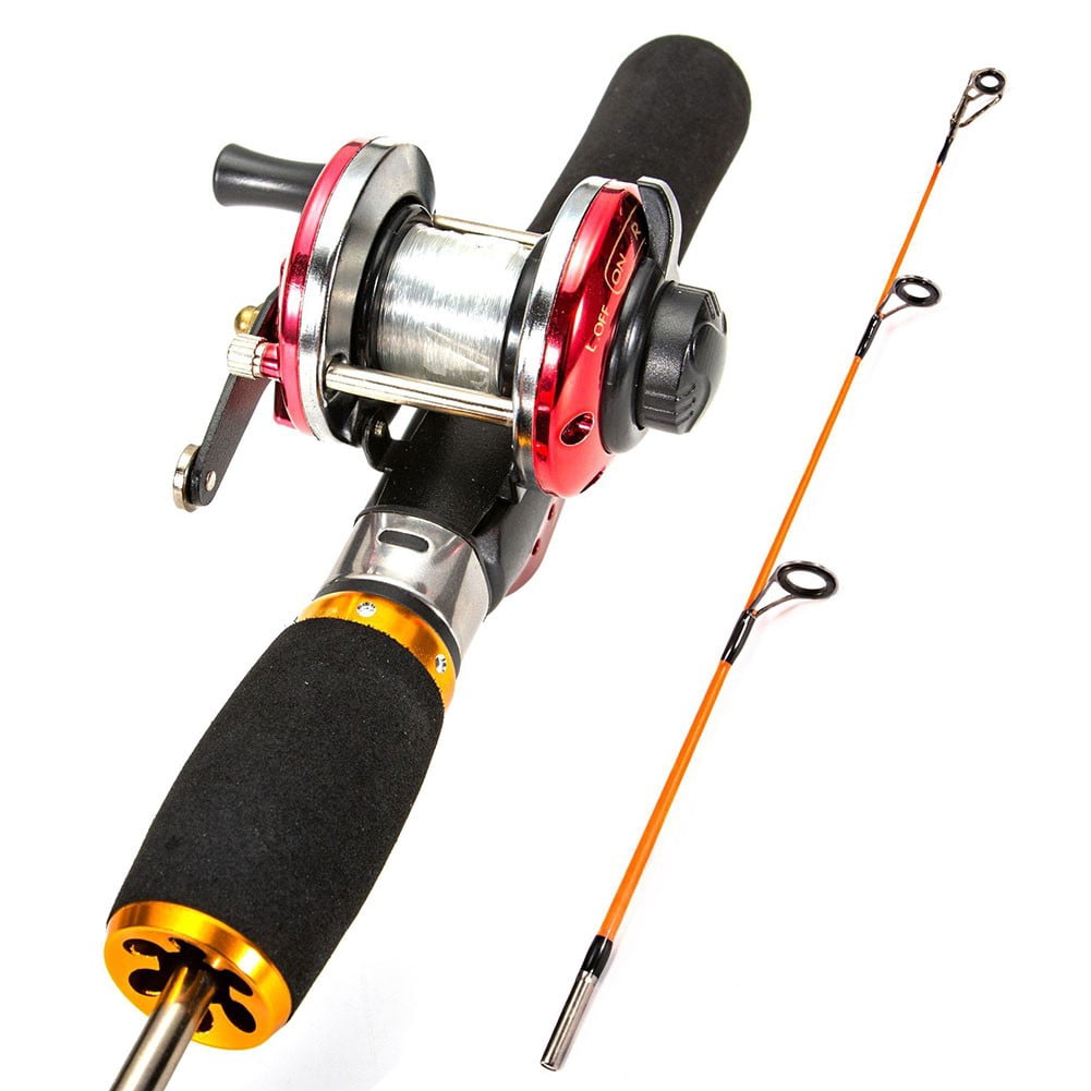 Kids Fishing Pole 52cm Ice Fishing Rod Two Sections Shrimp Fishing Rod Rod + Reel
