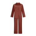 thumbnail image 4 of Timegard Cotton Linen Outfits for Women Button up Long Sleeve Collared Plus Size Tops with Pockets Wide Leg Pants Sets, 4 of 6