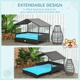 thumbnail image 4 of PawHut Niche pour Chien en Rotin Extensible Extérieur Intérieur avec Toit, Bleu, 4 of 10