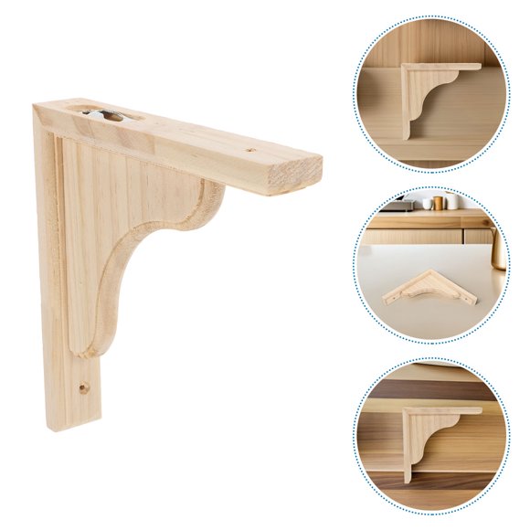 SKISUNO 2PCS Decorative Wood Brackets for Countertop Solid Wood Rustic Support Shelf