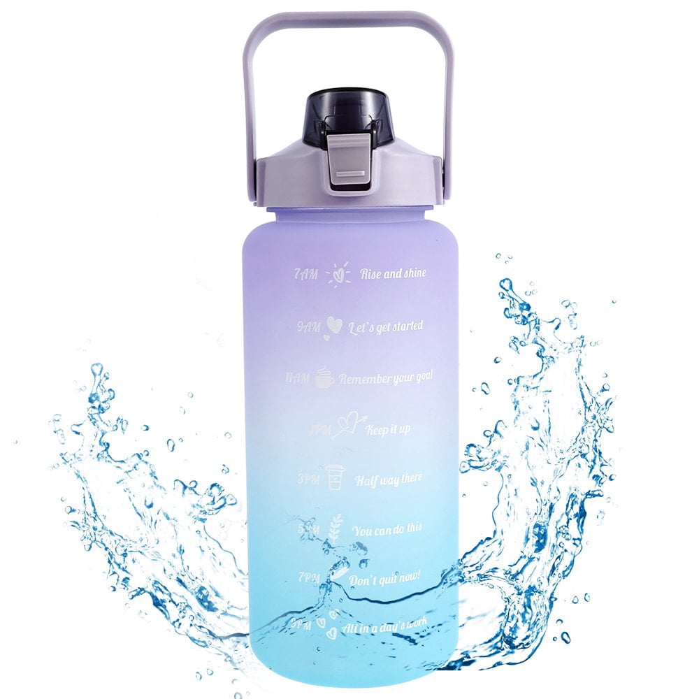 PENGXIANG 2L Water Bottle Motivational Water Bottle with Time & Capacity Marker BPA-Free Sports Water Bottle Daily Measured Tracking Time Marks Water Cup Ensure Drink Enough Water for Fit