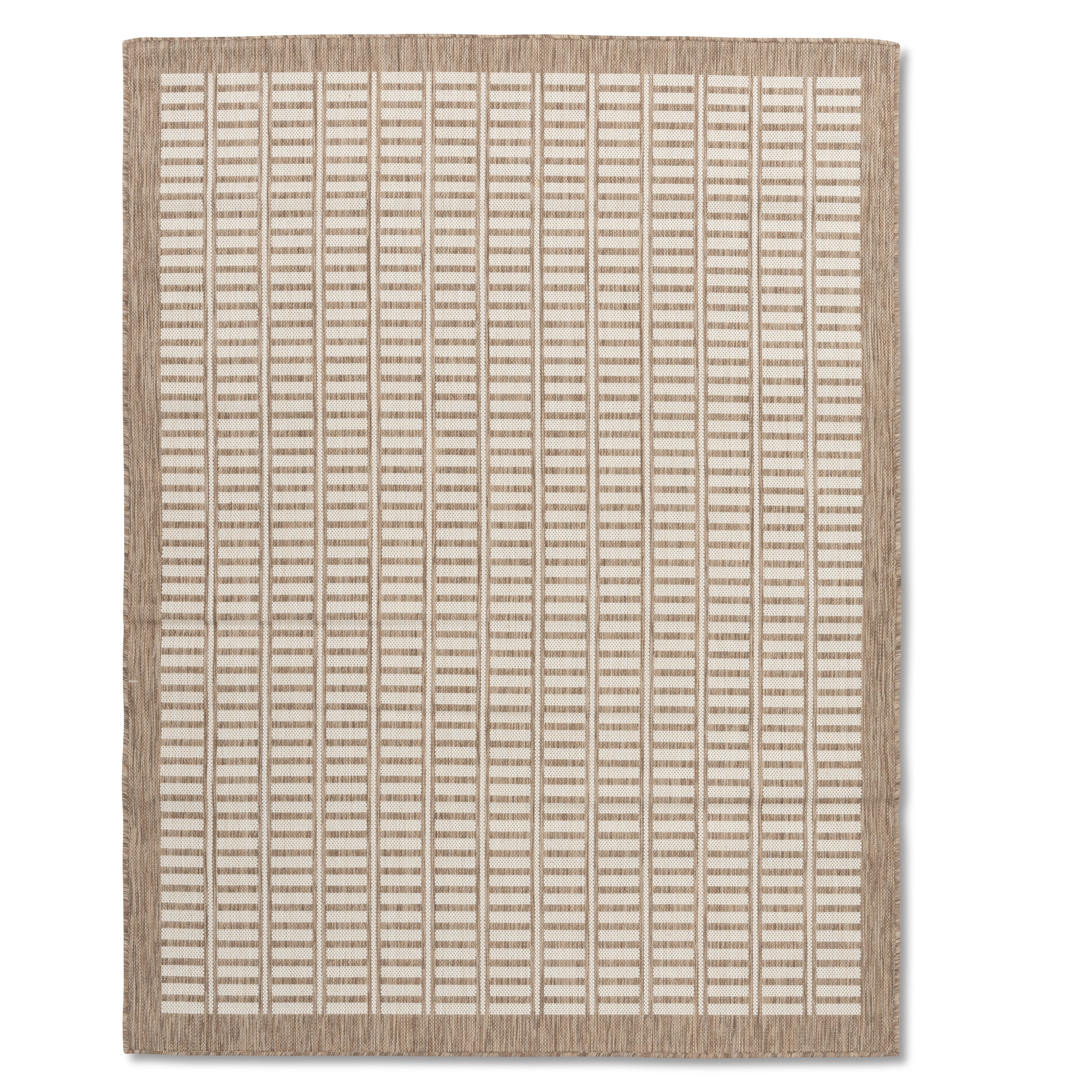 Erbanica Tapis Intérieur Extérieur à Séchage Rapide Brun Blanc Géométrique