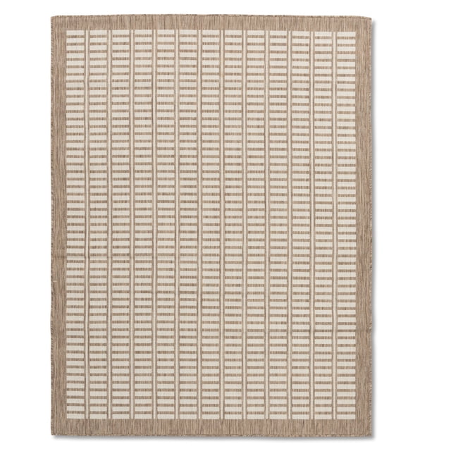 Erbanica Tapis Intérieur Extérieur à Séchage Rapide Brun Blanc Géométrique