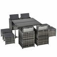 thumbnail image 1 of Outsunny 9 Pieces Wicker Patio Dining Set Outdoor Furniture Set, Grey, 1 of 10