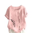 thumbnail image 3 of QATAINLAV T-Shirts à Manches Courtes pour Femmes Mode T-Shirts à Imprimé Papillon Hauts Décontractés Coupe Ample Col Rond Blouse en Lin Tenues d'Été de Plage Ventes Quotidiennes d'Aujourd'hui Rose TTTG, 3 of 5