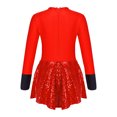 thumbnail image 2 of RUNQHUI Robe de Danse Ballet pour Filles Manches Longues Latin Samba Justaucorps Paillettes Patinage à Roulettes Rouge 10, 2 of 7