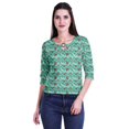 thumbnail image 4 of Moomaya Printed Keyhole Neck Ring Top Casual 3/4th Sleeve Tees Tank Tunic Top, 4 of 5