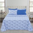 thumbnail image 1 of Lux Decor Collection 1800 Thread Count Egyptian Quality Super Soft Wrinkle Free 6 Piece Sheet Set (Full, White Blue), 1 of 5