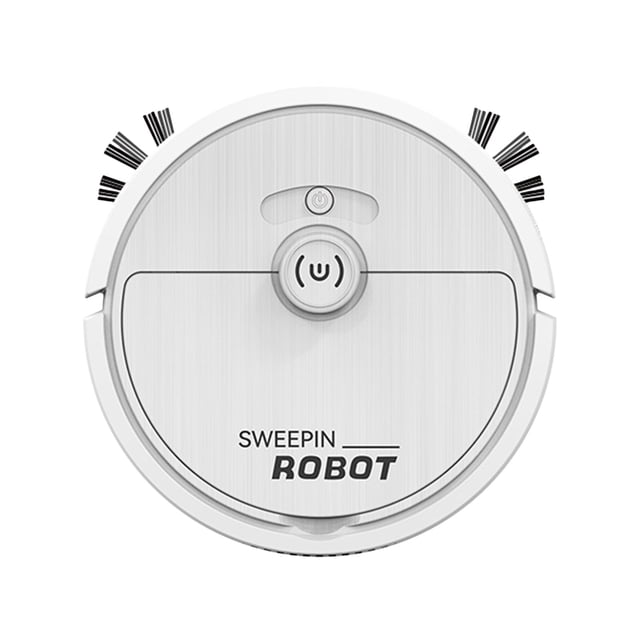Automatic Vacuum Robot 3 In 1 Sweep Mop Vacuum Usb Rechargeable For Indoor Floors Tile Hardwood In White Plastic White