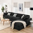 thumbnail image 1 of Modway Commix 5 Piece Down Filled Overstuffed Sectional Sofa Set in Black, 1 of 10