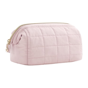 lionlar Quilted Cosmetic Bag Handbags Cotton Makeup Bag for Daily Use Hiking Camping Pink