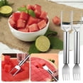 thumbnail image 1 of LSLJS Coupe-Melon D\'eau en Acier Inoxydable Fourchette Multifonctionnelle Coupe-Melon D\'eau Séparateur de Melon Bloc de Coupe Outil de Coupe de Melon Fourchette à Fruits Manche Tube Rond 2 Pcs Outils&Amélioration de la Maison, 1 of 2