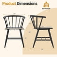 thumbnail image 3 of Gymax Windsor Dining Chair Set of 2 w/Rubber Wood Frame Curved Spindle Back & Armrest, 3 of 10