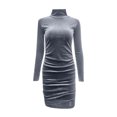 thumbnail image 4 of Gspmoly Robes d'Été pour Femmes 2025, Mode Robe Décontractée pour Femmes à Manches Longues Unie Dames en Velours Doré à Col Montant Mi-Haut Robe Ajustée Robes Formelles pour Femmes Économies d'Été, 4 of 6