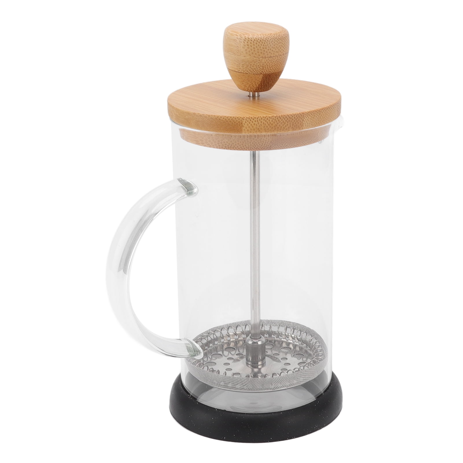 French Press, Stable Tea Brewer Pot Fashionable High Borosilicate Heat Resistant Sturdy Hand Brewing  For Camping 350ml Bamboo Cover