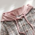 thumbnail image 4 of Cardigan à Carreaux à Capuche pour Femmes, Chemise Décontractée Boutonnée, Veste, Haut, 4 of 8