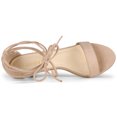 thumbnail image 4 of BLISSFUL STEP Women's Open Toe Kitten Heel Lace Up Sandals, 4 of 6