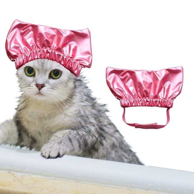 Pet Hats for Adjustable Shower Cap Strap with Fixed Ear Openings - Convenient Bath Accessory for Dogs Cats and