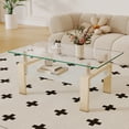 thumbnail image 2 of Rectangle Glass Coffee Table, Clear Coffee Table Modern Side Center Tables for Living Room Living Room Furniture, 2 of 12