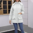 thumbnail image 2 of Sentmoon Womens Coats Winter Plus Size Hooded Neck Long Sleeve Waterproof Jackets for Women Zipper Solid Color Windproof Windbreaker with Pockets Fall and Winter Comfy for Running and Hiking, 2 of 9