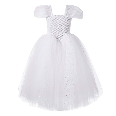 MIASHUI Robe de Mariée Fille Fleur Tulle Longue Ligne A Fête d'Anniversaire Filles Robes de Concours Formelles, Bleu, 12-24 Mois