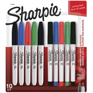 Sharpie Permanent Marqueurs, points fins et ultra-fins, assortis, 10 Nombre