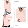 thumbnail image 2 of V Neck Striped Top, Skin Friendly Side Slit Easy To Match Loose Long Sleeve Sweatshirt  For Office Pink L, 2 of 5