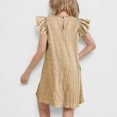 thumbnail image 4 of Mgmyaa Robe Fille à Manches Courtes, Couleur Unie, Ligne A, Manches Volantées, Robe Évasée à Volants, 4-15 Ans, 4 of 8