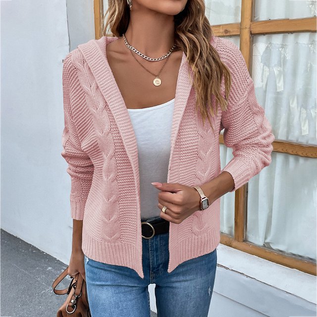 REDHOTYPE Cardigan à Col Rond pour Femmes Pull Ample Décontracté Couleur Unie Manches Longues Haut