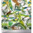 thumbnail image 1 of Soimoi Rayon Fabric Branches,Parrot & Leopard Jungle Print Sewing Fabric Yard 42 Inch Wide, 1 of 1