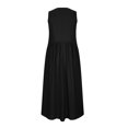 thumbnail image 5 of Gspmoly Robes pour Femmes, Nouvelle Robe d'Été Européenne Ample Plissée à la Mode Sans Manches en Lin Uni, Robe Sans Manches à Col en V et Longueur Cheville, Robes de Vacances pour Femmes jusqu'à 65 % de Rabais, 5 of 5