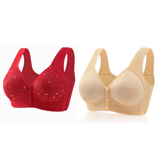 Yuyuzo Front Closure Bras for Women Plus Size 2 Pack Full Support Wireless Comfortable Everyday Bra