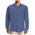 thumbnail image 1 of RXIRUCGD Blouse à Manches Longues pour Hommes, Mode Décontractée, Couleur Unie, Boutons, Poches, Col Rabattu, Bleu, Taille : L, 1 of 4
