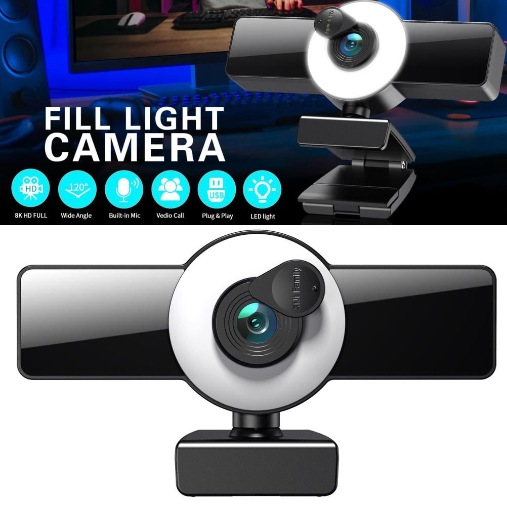 8K Full High Definition Webcam Autofocus Fill Light Camera Computer Camera Webcam with Mic Computer Camera