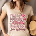 thumbnail image 4 of Women’s Graphic Tee with Heart Lollipop Design for Maternity Nurses, Light Pink, Size L, 4 of 6