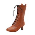 thumbnail image 1 of LOVZFMLL Bottes pour Femmes Bottes Chelsea Mi-Mollet à Lacets Bout Rond Sangles Ajustables Talon Évasé Moyen Bottes Mode Automne Hiver, 1 of 5